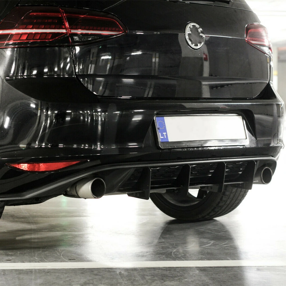 4 Rebra Stražnji Branik Vozila Difuzor Bočni Razvodnici Spojler za VW Volkswagen Golf 7 VII MK7 GTI 2013-2016 CNC Crni ABS Plastika Slika 3 