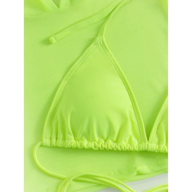 Push-up Ženski kupaći kostim Mrežaste veste Košulje 3 kom. Bikini Kupaći kostimi s visokim strukom Kit Bikini Kupaći Kupaći kostim Plaža odjeća