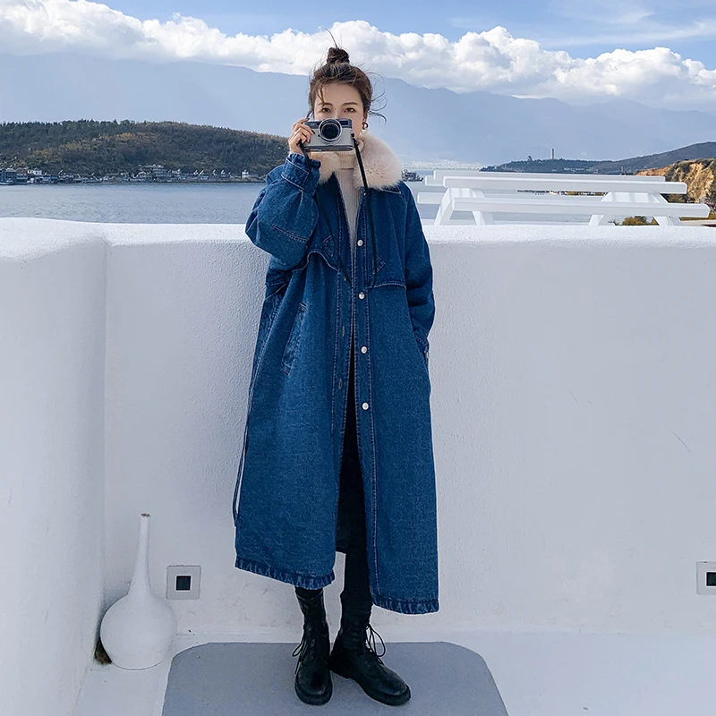 Kauboj Parker pamučna odjeća ženska srednji i dugi dužina do koljena 2021 zimsko novi korejski плюшевое kaput s slobodan шерстяным ovratnik pamuka kaputi Slika 1 