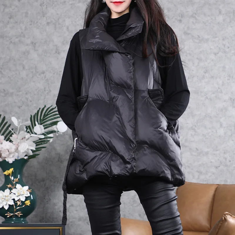 Laka ženska dolje Zimska jakna korejski s rol-bar bez rukava Topli prsluk Ženski Casual slobodan prsluk odjeća