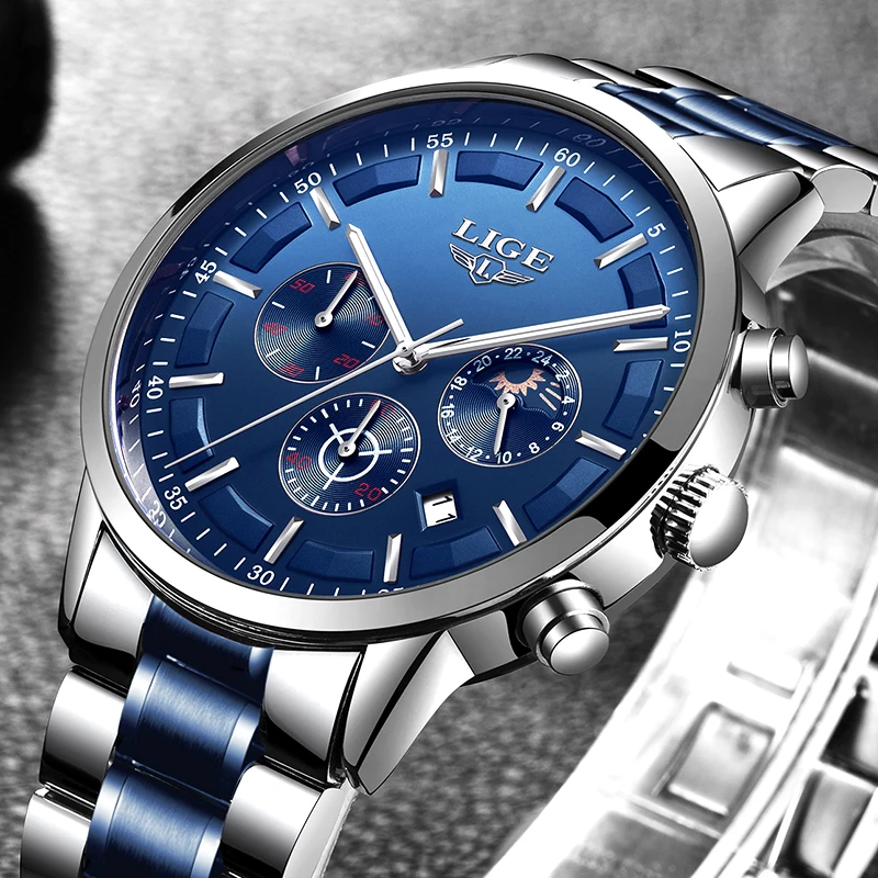 Mens LIGE najbolji brand luksuzni chronograph vodootporan sat vojne muški sportski sat kvarcni ručni sat relogio masculino + b