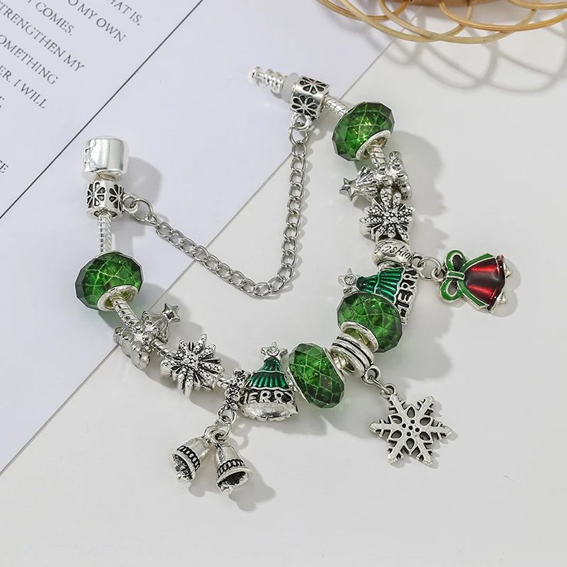Luksuzni Silver Color Crystal Pahulje Privjesak Narukvica-čuvar Za žene S DIY Kristalne Perle, Narukvice Božićni Poklon Nakit