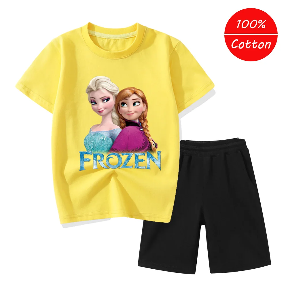 Disney Smrznuti komplet odjeće dječji ljetni komplet baby odjeću za djevojčice svakodnevni sportska odjeća dječja odjeća majica odijelo
