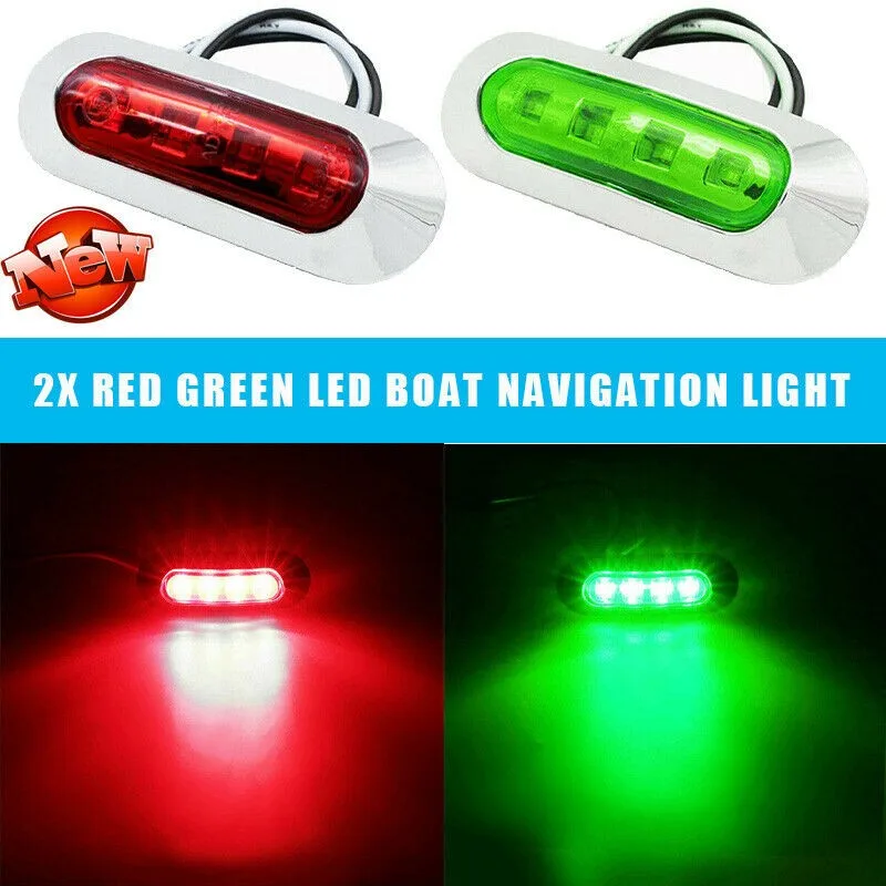 2x Crvena I Zelena LED Bočno Svjetlo Za Kamion Signalni Lantern Svjetiljka signalna stanica Za plovila Paluba Vodootporan Nosni Pontonski Fenjer 12-24 U Slika 1 