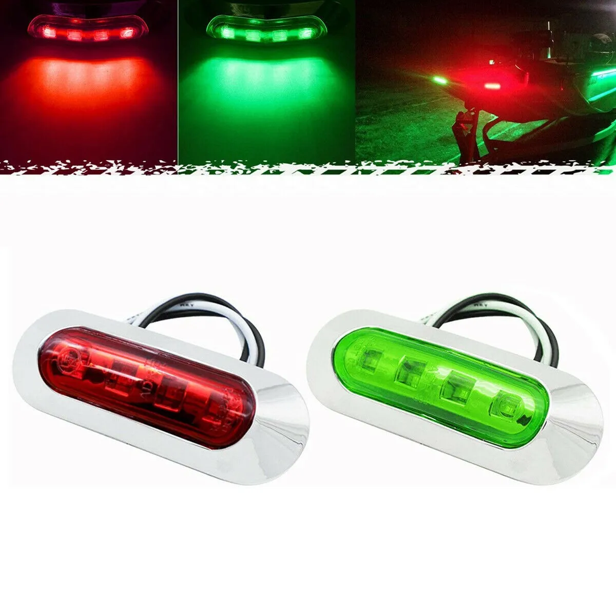 2x Crvena I Zelena LED Bočno Svjetlo Za Kamion Signalni Lantern Svjetiljka signalna stanica Za plovila Paluba Vodootporan Nosni Pontonski Fenjer 12-24 U Slika 3 