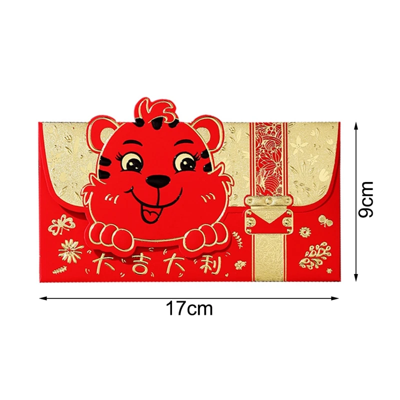 6 Kom. Kineski Crveni Koverte, Godina Tigra Crvene Koverte Sretan Novčane Pakete za Poklon za Rođendan Proljetni festival Slika 1 