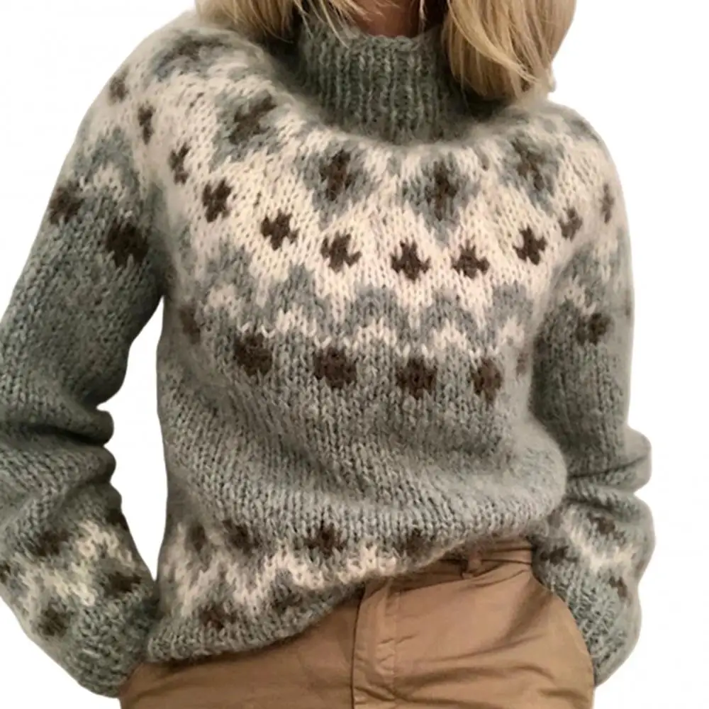 Novi jesenski ženski Casual džemper u Boji Blok Водолазка pletene džemper жаккардового tkati dugi rukav Kardigan Topli pulover
