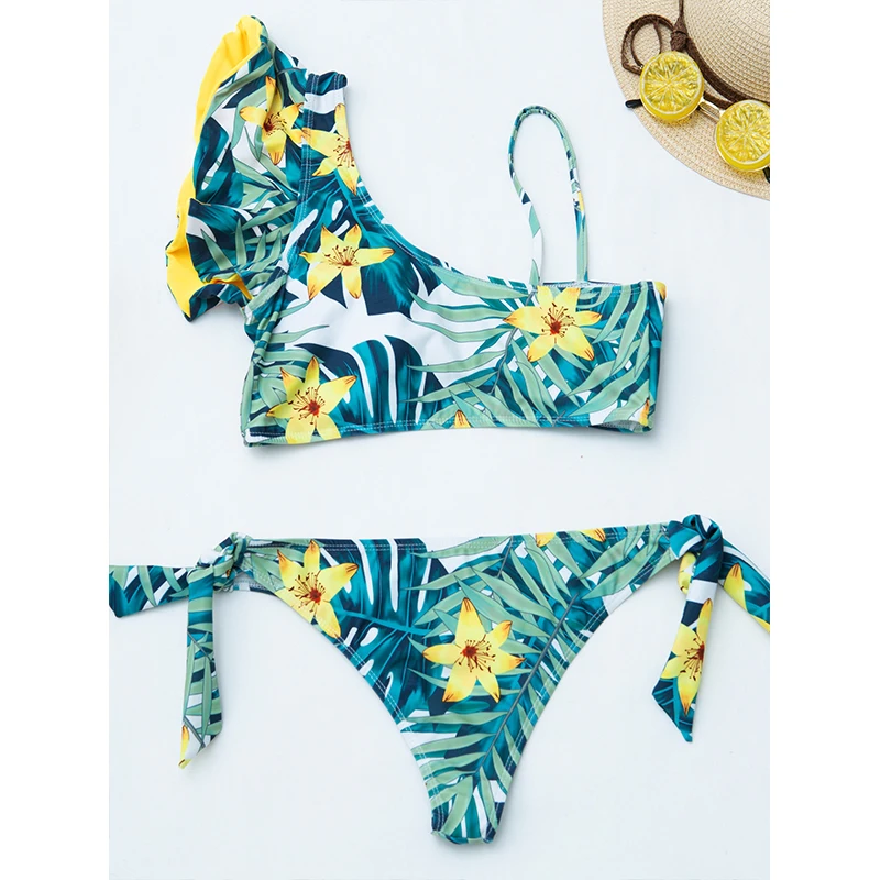 2021 Бандо push-up kit bikini s cvjetnim ispis kupaći kostimi ženski kupaći kostim s visokim cutaway ženski kupaći kostim čvor kupaći kostim plaža odjeća