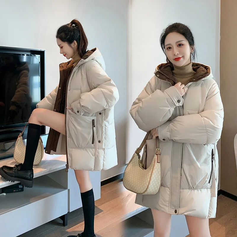 Odjeća veličine za žene Koreanska verzija Slobodne pamučne jakne s kapuljačom srednje dužine 2021 Nova Jesen i zima Slika 0 