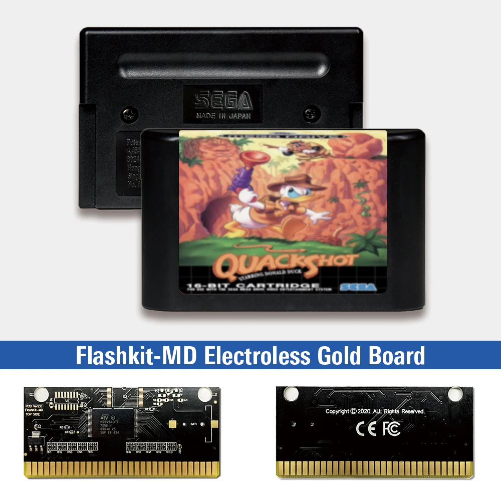Крякшот glumi Donald Duck - EUR Label Flashkit MD Безэлектродная Gold print naknada za igraće konzole Sega Genesis Megadrive Slika 2 