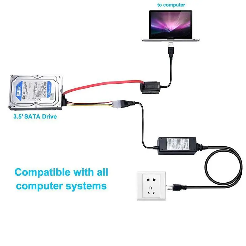 Adapter Kabel USB to IDE/SATA Adapter Kabel SATA PATA IDE NA USB 2.0 Adapter je Pretvarač Kabel Za 2,5/3,5-Inčnog Tvrdog Diska Podrška Pretvarač Slika 2 