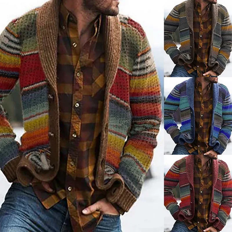 2020 Muški kardigan s po cijeloj površini Veste Jesenski topli Božićni pulover Muška moda jakna s po cijeloj površini kaput Casual ovratnik-satna pletenje