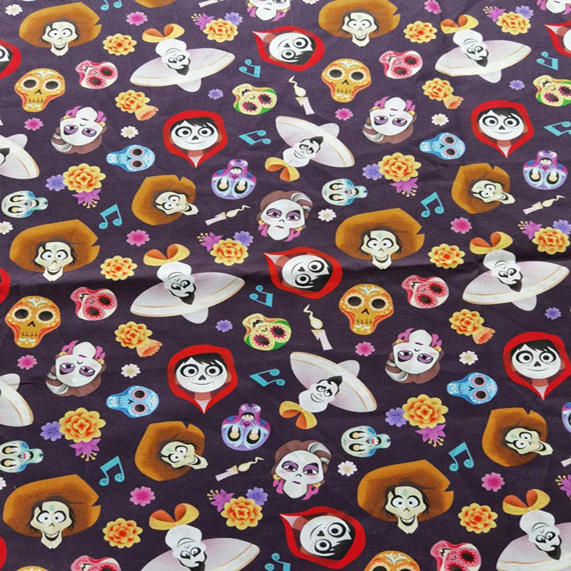 Crtani Disney Coco Glazbene note Lubanju Cvijeće Pamučna tkanina za odjeću za djevojčice Hometextile Navlake za jastuke Rukotvorina DIY