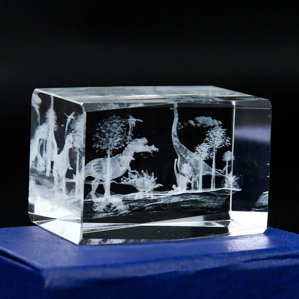 3D Lasersko Graviranje Kristal paperweight Minijaturne Figurice Dinosaurusa Životinja Stakleni Ukras Zanat Pribor za uređenje Doma Poklon