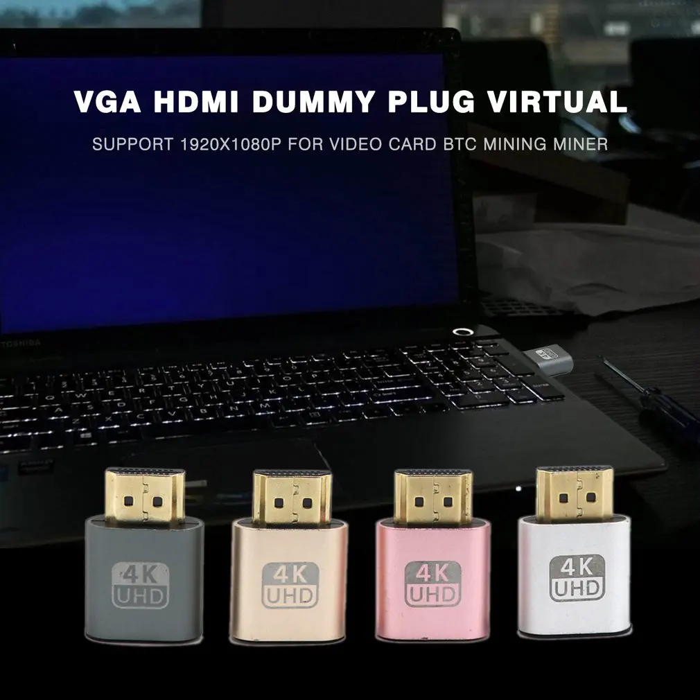 VGA HDMI Lažno Utikač Adapter Emulator virtualnog Zaslona, Podrška DDC Edid 1920x1080P za grafičke kartice BTC Mining Miner