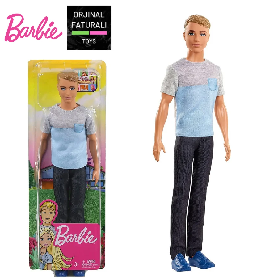 Originalne Lutke Barbie Faca Ken u putovanju, Rast od 30 Cm, Sivo-Plava Majica s Crnim Hlačama GHR61 Rođendan Darove Za Djevojčice