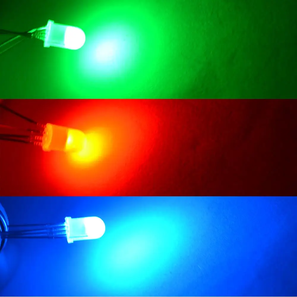 10 Kom. Min F5 5 mm Cijele 4-pin LED Pozadinsko RGB Trobojni Zajednička Katoda Crvena Zelena Plava Led Led Žarulja Žarulja led Diode Svjetla