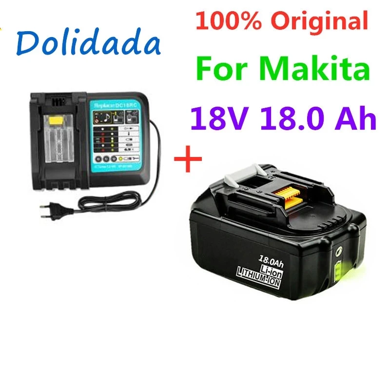 18V18Ah baterija baterija baterija baterija Baterija 18000 mah Li-Ion Baterija Zamjena Baterije za MAKITA BL1880 BL1860 bl1830 Baterija+3A Punjač Slika 0 
