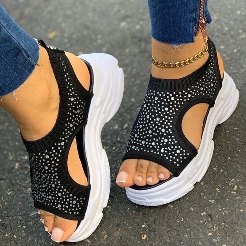 2021 Nove ljetne ženske sandale, Seksi cipele, Svakodnevne ženske cipele na ravnu gumenom trakom, ženska moda plaža obuće velikih veličina 36-43