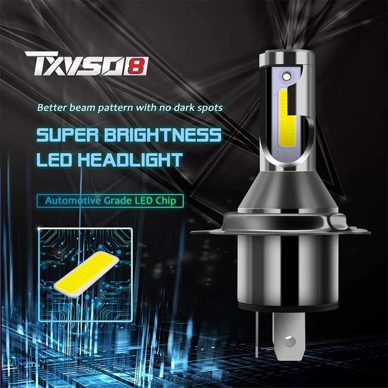 TXVSO8 H4 LED Žarulje sa žarnom niti 26000LM U paketu 6000 Do Bijele za dugih i kratkih svjetala Hi/Lo Plug and play za Motor Automobila Kamiona Slika 4 