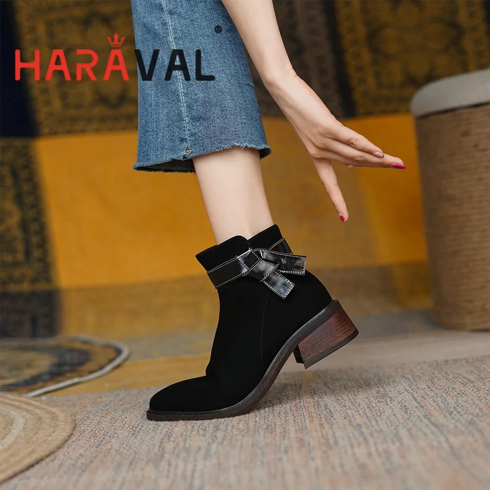 HARAVAL Ženske čizme Cipele s debelim petama Crnci smeđe dječji parhet moto čizme i Cipele ravnici jesensko-zimske elegantne cipele E417L
