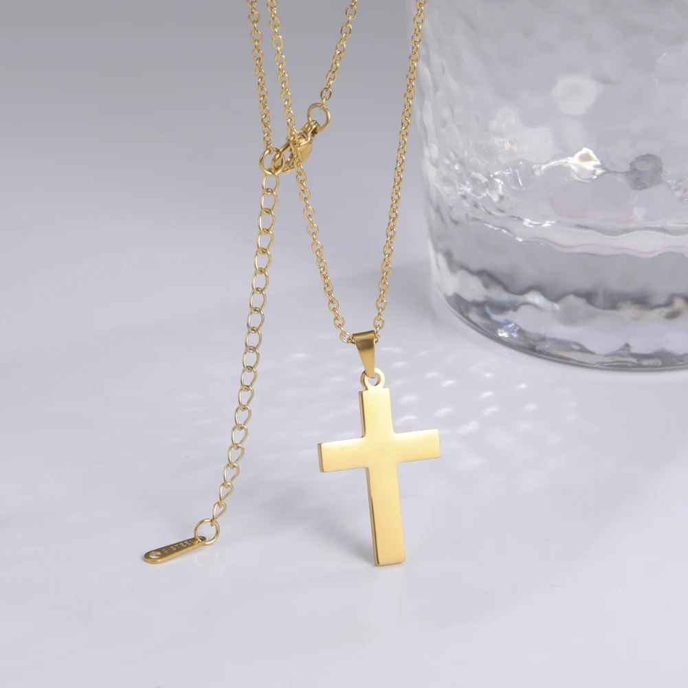 Cooltime Moda Kršćanski Križ Muške, ženske Ogrlice s privjescima Od Nehrđajućeg Čelika Zlatni Čelika Boja Lanac Ogrlica Nakit 2022 Slika 3 