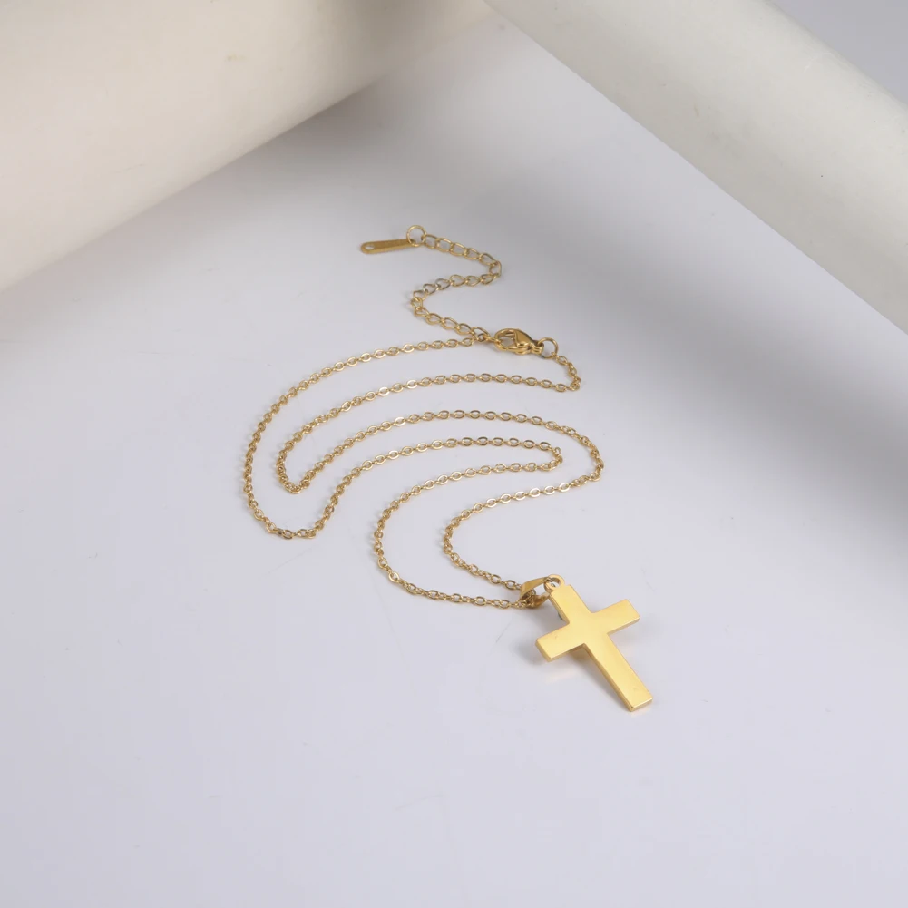 Cooltime Moda Kršćanski Križ Muške, ženske Ogrlice s privjescima Od Nehrđajućeg Čelika Zlatni Čelika Boja Lanac Ogrlica Nakit 2022 Slika 5 