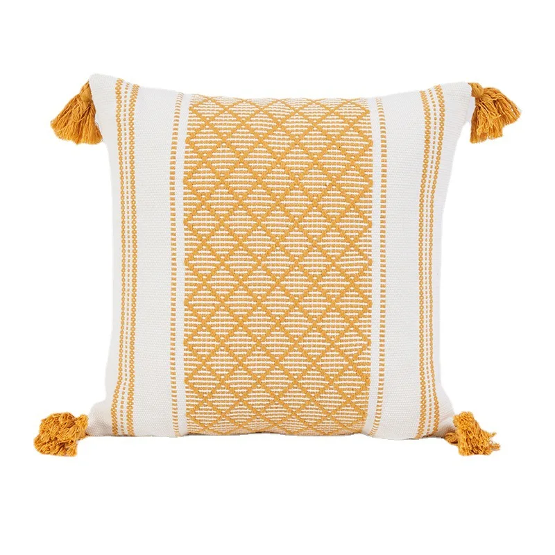Slikano u pređa Geometrijski tkane jastučnicu s četkom s pomoću kvalitetnih osnovnoj navlake za kauč, presvlake za jastuka, pamučne tkanine