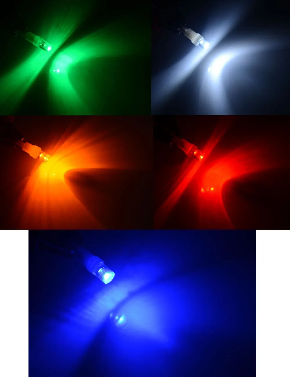 AutoEC 100 X Auto žarulje ploči s instrumentima Led lampe T5 konkavno 1 LED 12 37 58 70 73 74 plava žuta zelena crvena bijela #LA01
