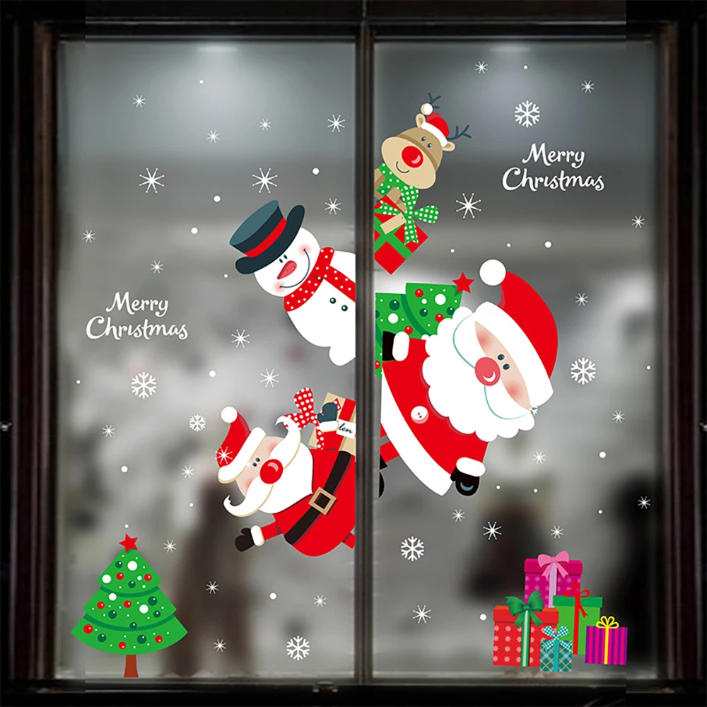 Božićni Elektrostatski Naljepnice na Staklo prozora Naljepnice sretan Božić Uređenje doma Naljepnice za zidove Dječje sobe Novogodišnje desktop