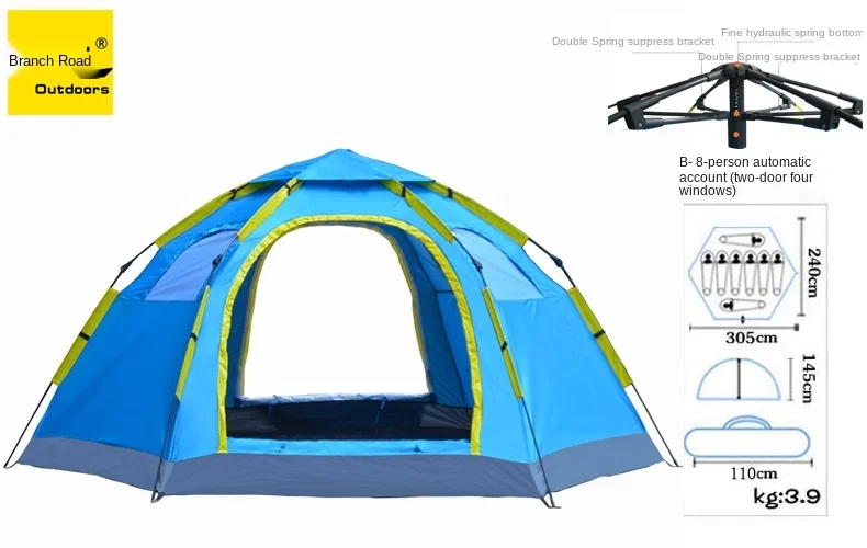 Vanjski kamp automatski šator, turističke šator za 3-4 6-8 osoba, nema potrebe za izgradnju шестиугольную veliki šator Slika 3 