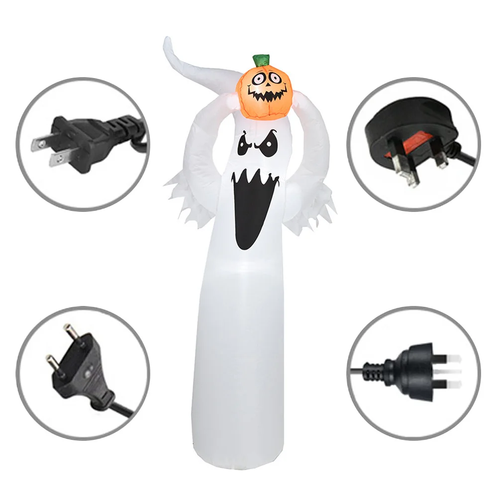 Inflatable Lutka-Bundeva Halloween Rekviziti za horor Sablasno Dvorište Dekor Lit Balon Bundeva-Duh Balon Inflatable igračka