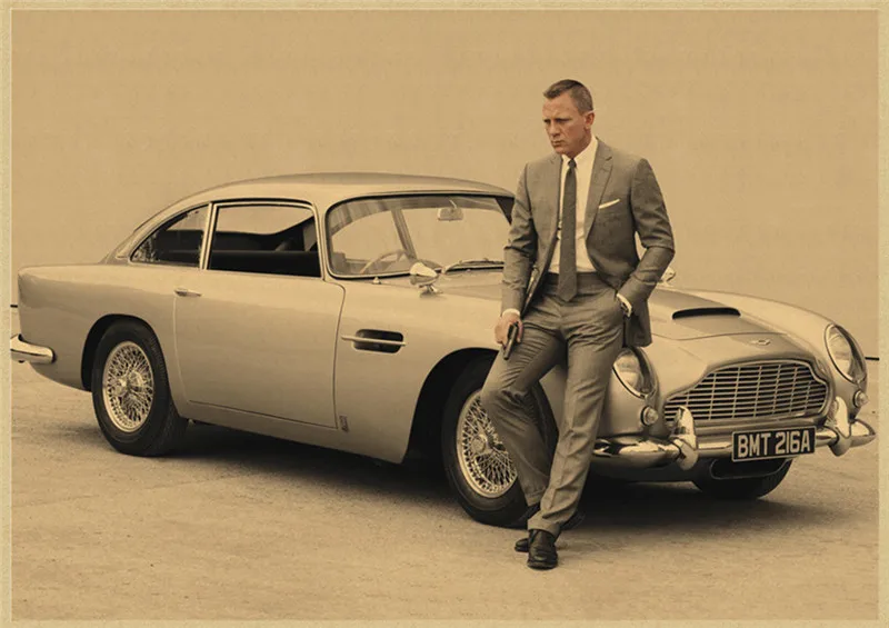 Klasični film 007 Retro poster od kraft-papir i Uređenje prostorija naljepnica na zidu slikarstvo