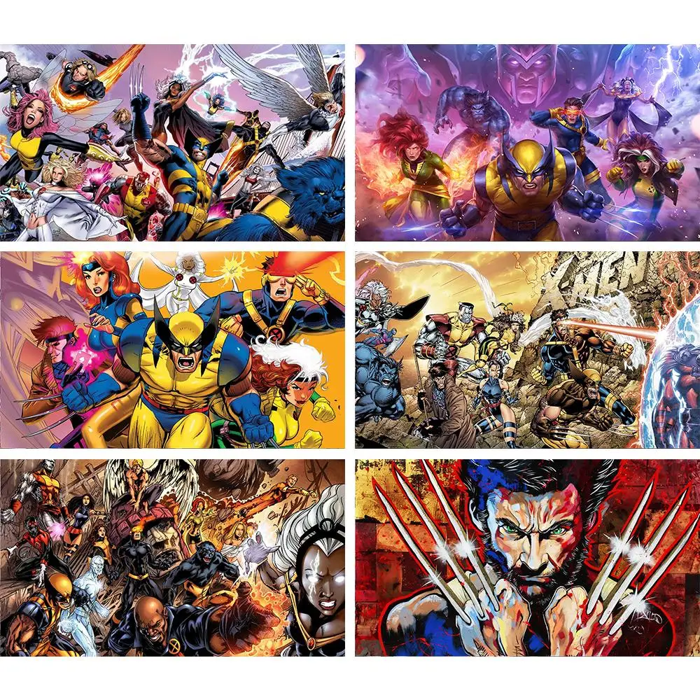 5D DIY Diamond Slikarstvo Marvel X-Men, Crtani film Wolverine Pun Trg/Okrugli Vez Mozaika Skup Ručni Rad Umjetnički Dar Ukras kuće