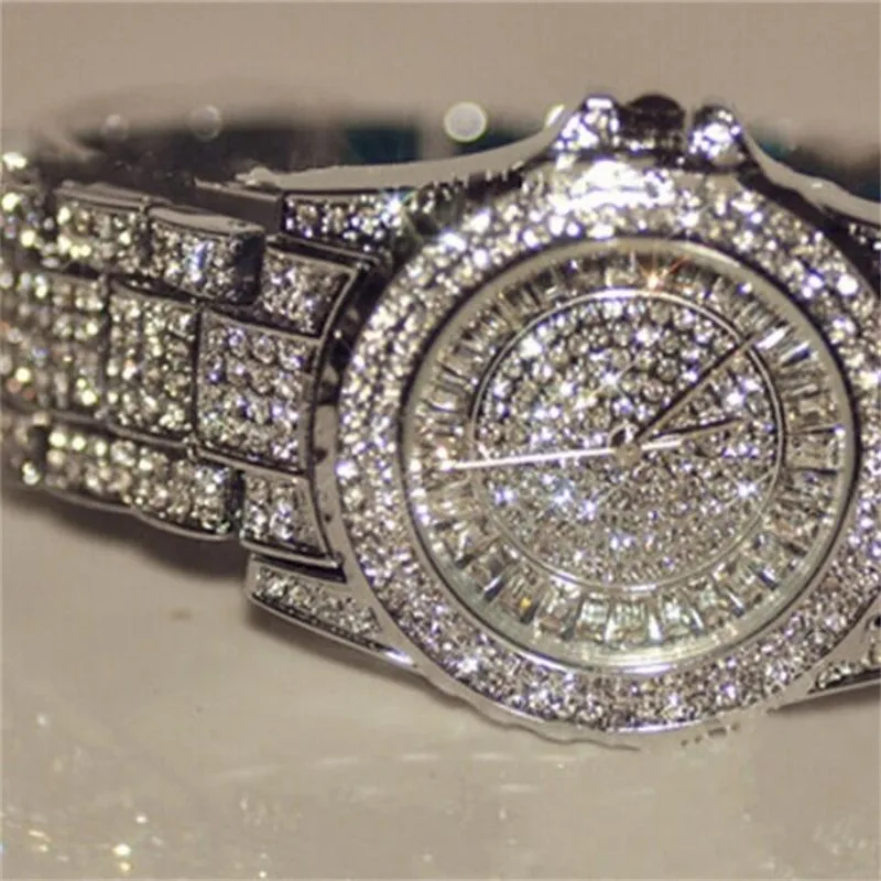 Kristalno ženski sat od nehrđajućeg čelika Ženski ručni sat Quartz Ženski satovi Relogio reloj hombre montre femme zegarek damski saati