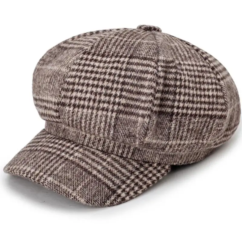 Jesensko-zimska moda šešir-uzima Za žene u kavez od osjetio газетчика Umjetnika Kapu Klasicni osmerokutni vojne kape divlje vunene kape za odmor