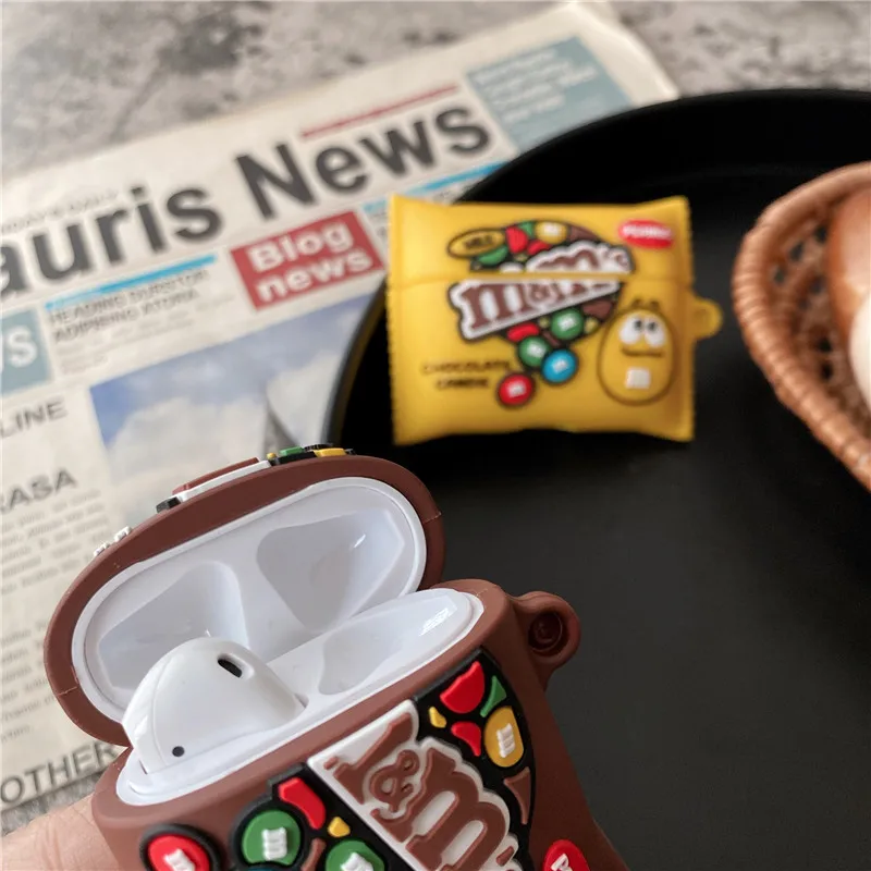 3D Slatka Čokoladna Hrane Torbica M Bean Za Airpods 1/2 Meke Silikonske Slušalice, Torbica za Slušalice Za Apple Airpods pro Torbica Slika 1 