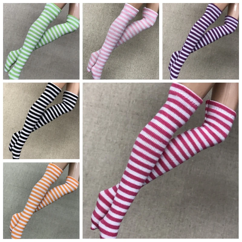 1 Par Čarapa za čarape na pruge boje čokolade za Blyth, Azone S, OB, Момоко, Licca 1/6 Pribor za lutke