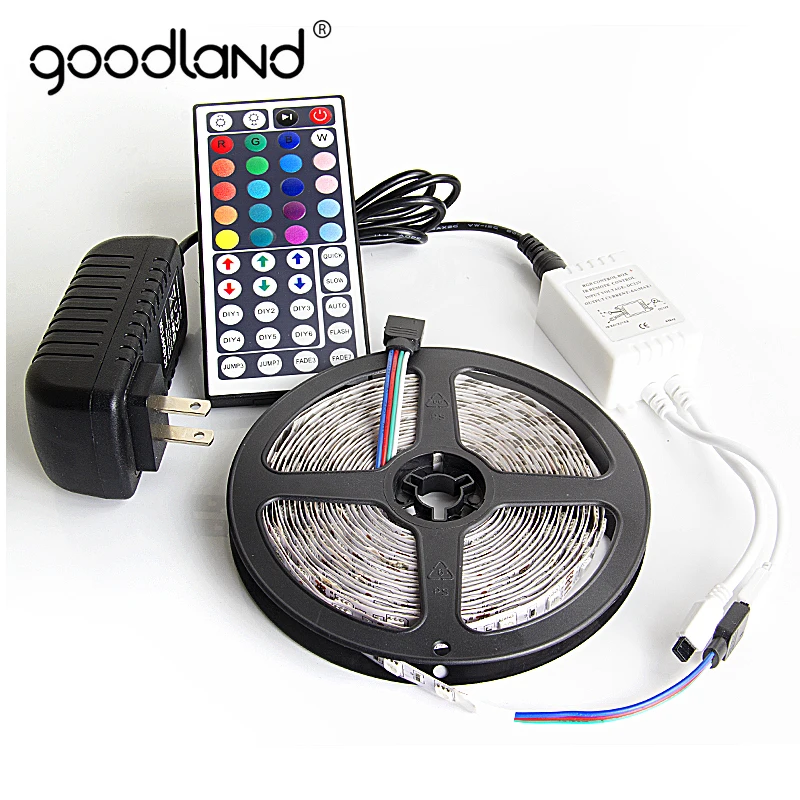 Goodland RGB Led traka 5050 SMD 5 M 10 M 60 led/m Fleksibilni Svjetlosna Traka IR daljinski upravljač 12 v Adapter Napajanja za Led trake