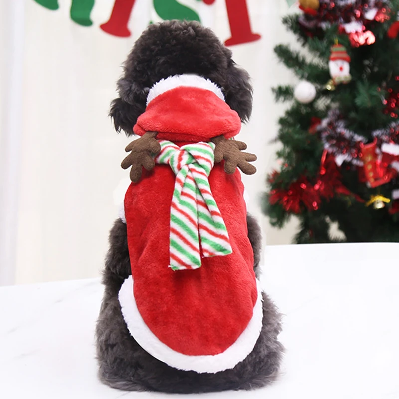 Božićno odjeća za pse Majica s kapuljačom za pse crvena zgodan outfit za pse zima božićni pas kratkih rukava odjeća jorkširski terijer