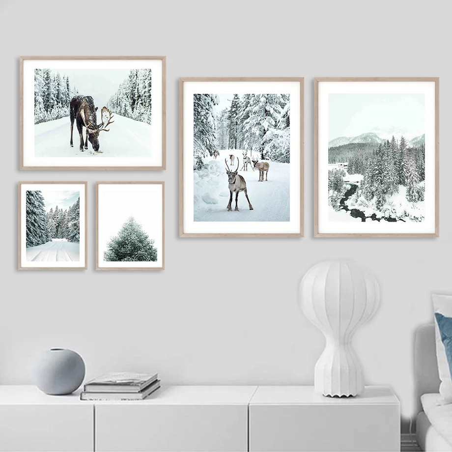 Snježna Planina Los Bor Snježne Polje Zid Umjetnost Platnu Slikarstvo Skandinavski Plakata I Grafika Zidne Slike Za Uređenje Dnevnog Boravka Slika 0 