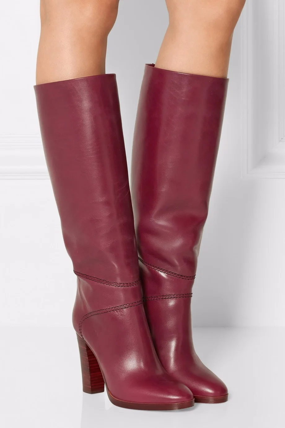Cipele za djevojčice Schoenen Vrou s oštrim vrhom, visoke čizme do kukova, Vintage crvene kožne zimske cipele, ženske duge viteški čizme na petu masivnim