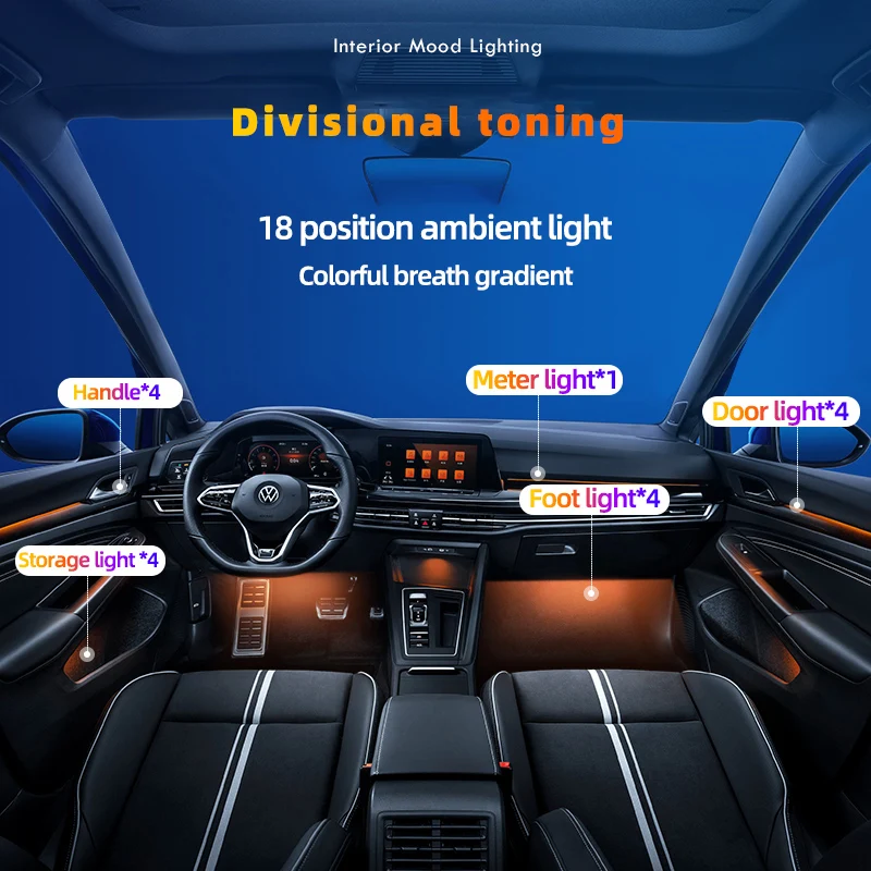 Auto-Difuzno svjetlo 64 boje skrivena Led traka 12 U Auto Šarene Atmosferske žarulja Odnosi se na sve automobile