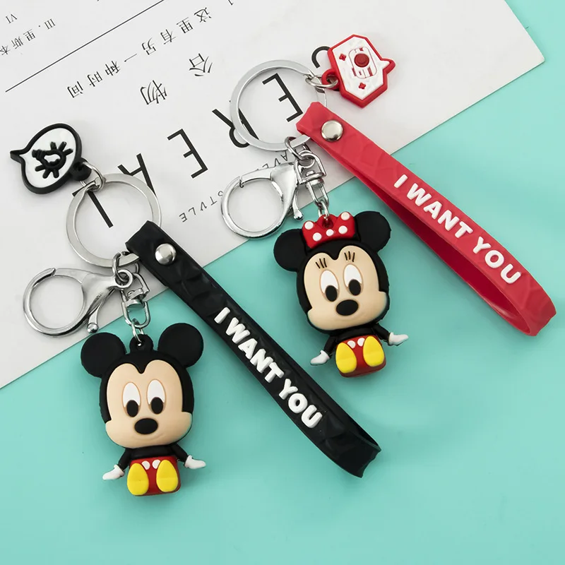 Disney ' s Mickey Mouse Minnie Privjesci Za ključeve, Ljubitelje crtića Privezak PVC Figure Privjesak Za Auto Torbe Privjesak Ukras Slika 3 