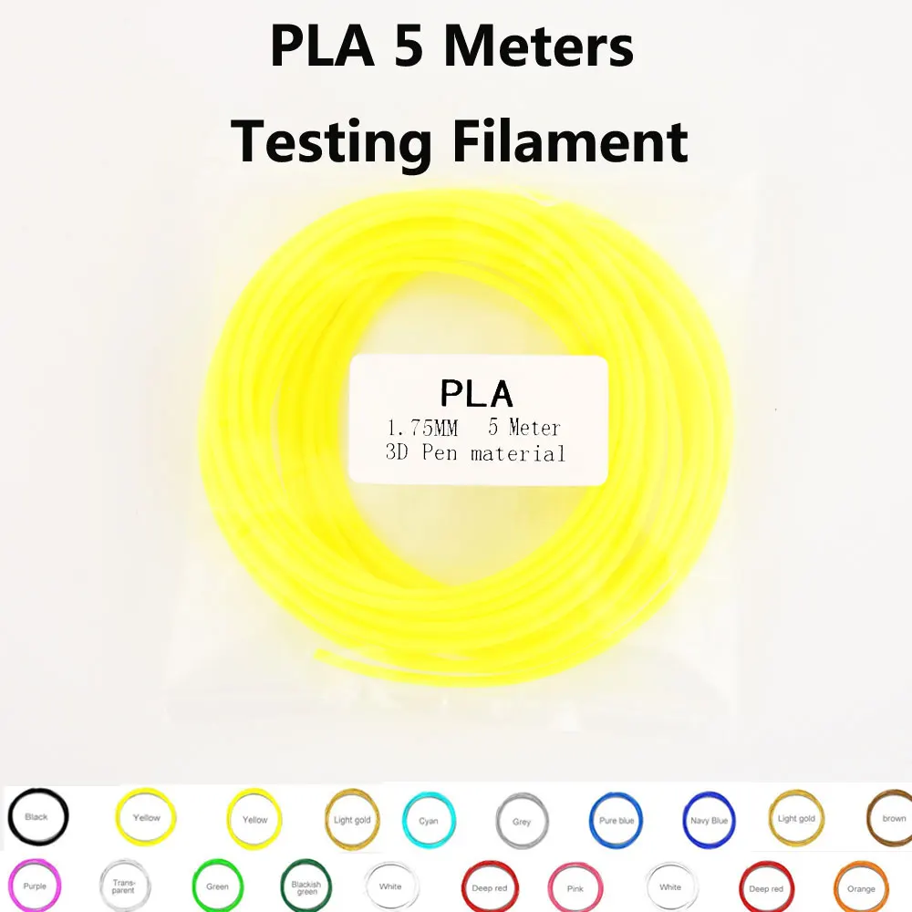 Nit žarulje PLA za ispis 3D-ručka Tolerancija na nit žarulje +/-0,02 1,75 mm Test punjenja Folament 5 metara boja ramdom