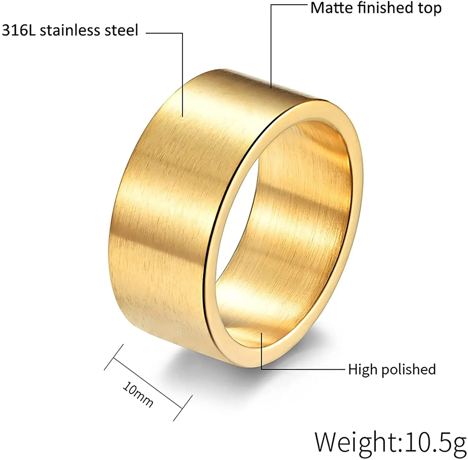 Jednostavan Dizajn 10 mm, Širine Prstena Od Nehrđajućeg Čelika Crni/Zlatni/Drevni srebrna Boja Modni Angažman Prstenje Nakit Za žene i Muškarce