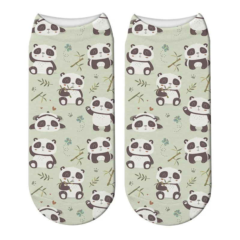 Topla rasprodaja Slatka čarape s panda Zabavne čarape s 3D ispis Ženske čarape Harajuku Panda Dužine do gležnja, Pamuk meke svakodnevne čarape s uzorkom