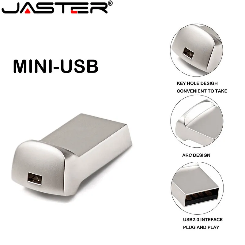 JASTER Srebrni Metal Mini Prijenosni USB Super Micro Drive, 128 GB i od 32 GB, 16 GB i 8 GB 4 GB Crni Vodootporni Vanjski disk