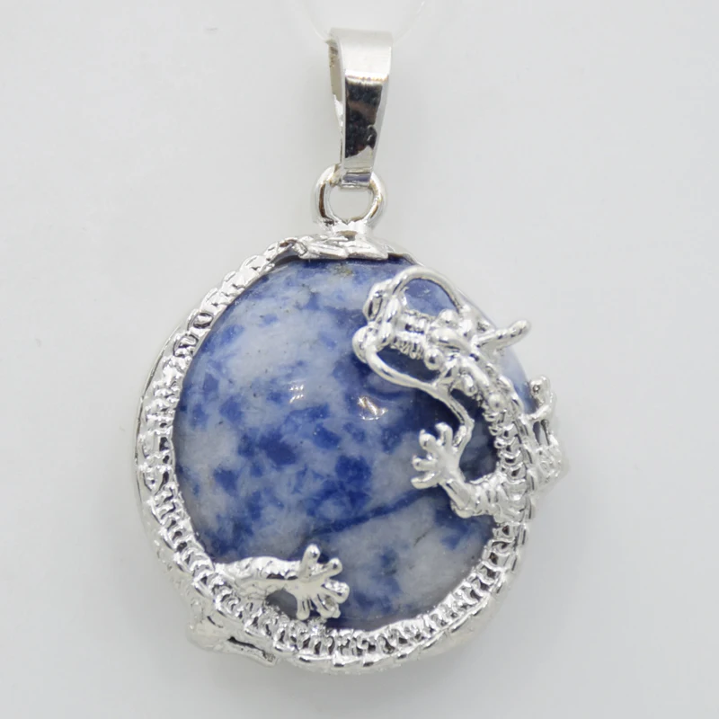 Prirodni Kamen Crystal Okrugle Perle, Privjesci za žene i Muškarce Ogrlica Tiger eye lapis Lazuli Opal Zmaj Ovjes Sretan Healing Nakit