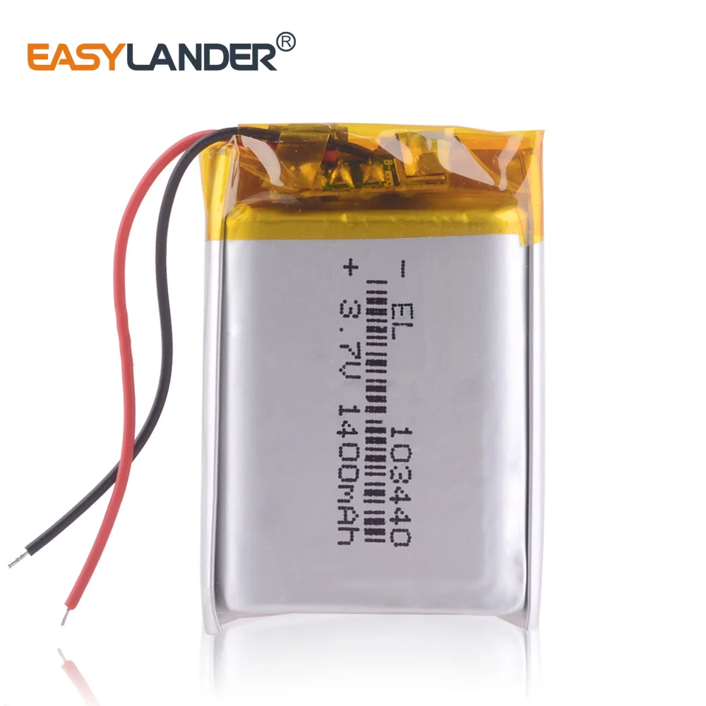 3,7 U litij-ion punjiva litij-polimer baterija 103440 1400 mah za vcr svjetiljku video recorder kolone igračke slušalice